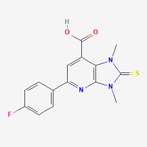 molecular formula C15H12FN3O2S B12450290 5-(4-Fluorophenyl)-2,3-dihydro-1,3-dimethyl-2-thioxo-1H-imidazo-[4,5-b]-pyridine-7-carboxylic acid 