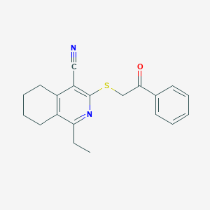 molecular formula C20H20N2OS B12450310 1-Ethyl-3-[(2-oxo-2-phenylethyl)sulfanyl]-5,6,7,8-tetrahydroisoquinoline-4-carbonitrile 