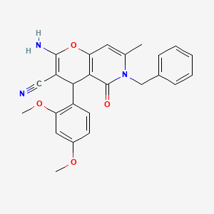 molecular formula C25H23N3O4 B12450373 2-amino-6-benzyl-4-(2,4-dimethoxyphenyl)-7-methyl-5-oxo-5,6-dihydro-4H-pyrano[3,2-c]pyridine-3-carbonitrile 