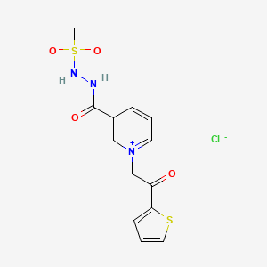 molecular formula C13H14ClN3O4S2 B1245038 Pyridinium, 3-((2-(methylsulfonyl)hydrazino)carbonyl)-1-(2-oxo-2-(2-thienyl)ethyl)-, chloride CAS No. 357625-50-4