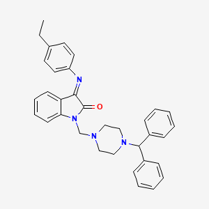 molecular formula C34H34N4O B12450497 (3Z)-1-{[4-(diphenylmethyl)piperazin-1-yl]methyl}-3-[(4-ethylphenyl)imino]-1,3-dihydro-2H-indol-2-one 