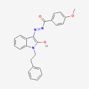 4-methoxy-N'-[(3Z)-2-oxo-1-(2-phenylethyl)-1,2-dihydro-3H-indol-3-ylidene]benzohydrazide