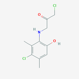 molecular formula C11H13Cl2NO2 B12450575 1-Chloro-3-((3-chloro-6-hydroxy-2,4-dimethyl phenyl)amino)propan-2-one 