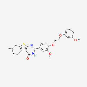 molecular formula C27H28N2O5S B12450589 2-{3-methoxy-4-[2-(3-methoxyphenoxy)ethoxy]phenyl}-7-methyl-5,6,7,8-tetrahydro[1]benzothieno[2,3-d]pyrimidin-4(3H)-one 