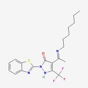 (4E)-2-(1,3-benzothiazol-2-yl)-4-[1-(heptylamino)ethylidene]-5-(trifluoromethyl)-2,4-dihydro-3H-pyrazol-3-one