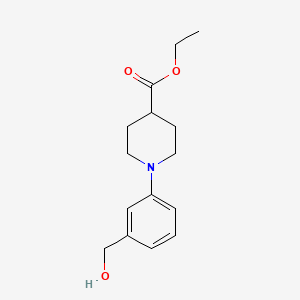 molecular formula C15H21NO3 B12450688 1-(3-Hydroxymethyl-phenyl)-piperidine-4-carboxylic acid ethyl ester 