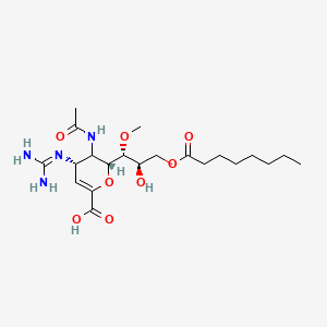 molecular formula C21H36N4O8 B1245069 (2R,4S)-4-carbamimidamido-3-acetamido-2-((1R,2R)-2-hydroxy-1-methoxy-3-(octanoyloxy)propyl)-3,4-dihydro-2H-pyran-6-carboxylic acid 