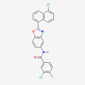 molecular formula C25H16Cl2N2O2 B12450743 3-chloro-N-[2-(5-chloronaphthalen-1-yl)-1,3-benzoxazol-5-yl]-4-methylbenzamide 