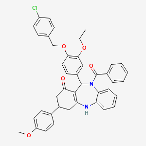 [11-{4-[(4-chlorobenzyl)oxy]-3-ethoxyphenyl}-1-hydroxy-3-(4-methoxyphenyl)-2,3,4,11-tetrahydro-10H-dibenzo[b,e][1,4]diazepin-10-yl](phenyl)methanone