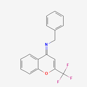 molecular formula C17H12F3NO B12450842 N-Benzyl-N-[2-trifluoromethyl-4H-chromene-4-ylidene]amine 