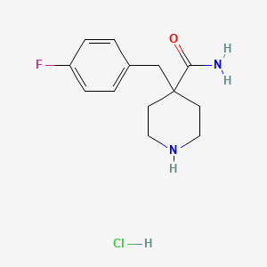 molecular formula C13H18ClFN2O B12450849 4-(4-Fluoro-benzyl)-piperidine-4-carboxylic acid amide hydrochloride 