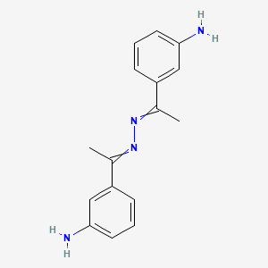 molecular formula C16H18N4 B12450907 3,3'-((1E,1'E)-hydrazine-1,2-diylidenebis(ethan-1-yl-1-ylidene))dianiline 