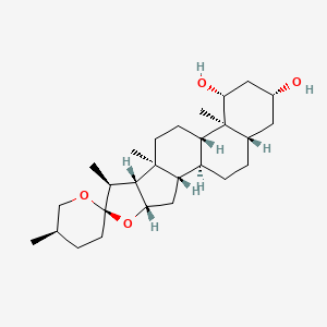 molecular formula C27H44O4 B1245099 (1S,2S,4S,5'R,6R,7S,8R,9S,12S,13S,14R,16R,18S)-5',7,9,13-tetramethylspiro[5-oxapentacyclo[10.8.0.02,9.04,8.013,18]icosane-6,2'-oxane]-14,16-diol 
