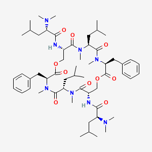 molecular formula C56H88N8O10 B1245113 N(Me2)Leu-Ser(1)-N(Me)Leu-N(Me)Phe-(2).N(Me2)Leu-Ser(2)-N(Me)Leu-N(Me)Phe-(1) 