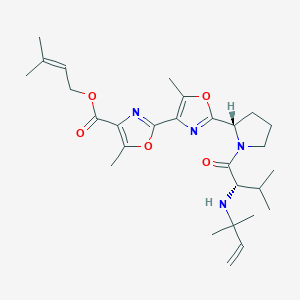 molecular formula C28H40N4O5 B1245117 3-methylbut-2-enyl 5-methyl-2-[5-methyl-2-[(2S)-1-[(2S)-3-methyl-2-(2-methylbut-3-en-2-ylamino)butanoyl]pyrrolidin-2-yl]-1,3-oxazol-4-yl]-1,3-oxazole-4-carboxylate 