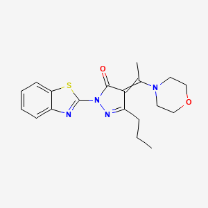 molecular formula C19H22N4O2S B12451245 2-(2-Benzothiazolyl)-2,4-dihydro-4-[1-(4-morpholinyl)ethylidene]-5-propyl-3H-pyrazol-3-one CAS No. 333307-76-9