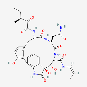 molecular formula C33H38N6O10 B1245132 (10S,11S,12S,15S,18S)-15-(2-氨基-2-氧代乙基)-10,11,23-三羟基-18-{[(3S)-3-甲基-2-氧代戊酰基]氨基}-9,14,17-三氧代-N-[(1Z)-丙-1-烯-1-基]-8,13,16-三氮杂四环[18.3.1.0(2,7).0(6,10)]四环二十四-1(24),2,4,6,20,22-六烯-12-甲酰胺 