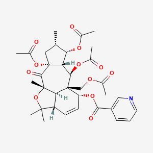 molecular formula C34H41NO12 B1245135 3,5,15,17-O-四乙酰基-7-O-烟酰基奇拉酮 