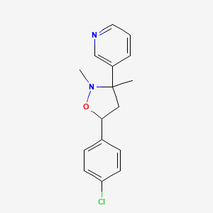 molecular formula C16H17ClN2O B1245146 3-[5-(4-Chlorophenyl)-2,3-dimethyl-1,2-oxazolidin-3-yl]pyridine CAS No. 847749-37-5