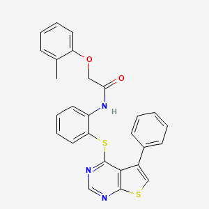 2-(2-methylphenoxy)-N-{2-[(5-phenylthieno[2,3-d]pyrimidin-4-yl)sulfanyl]phenyl}acetamide