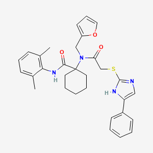 N-(2,6-dimethylphenyl)-1-[(furan-2-ylmethyl){[(4-phenyl-1H-imidazol-2-yl)sulfanyl]acetyl}amino]cyclohexanecarboxamide