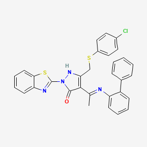 (4Z)-2-(1,3-benzothiazol-2-yl)-4-[1-(biphenyl-2-ylamino)ethylidene]-5-{[(4-chlorophenyl)sulfanyl]methyl}-2,4-dihydro-3H-pyrazol-3-one