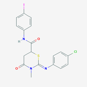 molecular formula C18H15ClIN3O2S B12451685 (2Z)-2-[(4-chlorophenyl)imino]-N-(4-iodophenyl)-3-methyl-4-oxo-1,3-thiazinane-6-carboxamide 