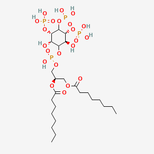 molecular formula C25H50O22P4 B1245174 1,2-二辛酰基-sn-甘油-3-磷酸-(1D-肌醇-3,4,5-三磷酸) 