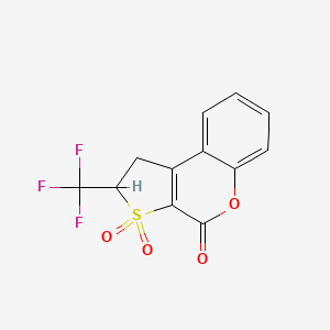 molecular formula C12H7F3O4S B12451779 1,2-Dihydro-2-trifluoromethyl-4H-thieno-[2,3-C]-chromene-3,3,4-trione 