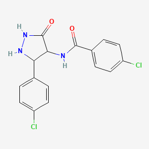 molecular formula C16H13Cl2N3O2 B12451817 4-chloro-N-[3-(4-chlorophenyl)-5-oxopyrazolidin-4-yl]benzamide 