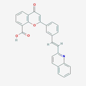molecular formula C27H17NO4 B1245188 4-Oxo-2-[3-((E)-2-quinolin-2-yl-vinyl)-phenyl]-4H-chromene-8-carboxylic acid 
