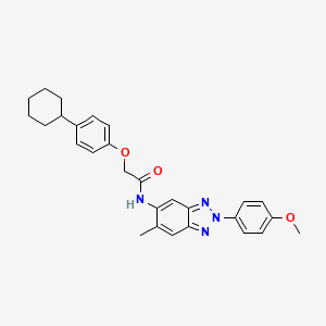 molecular formula C28H30N4O3 B12451893 2-(4-cyclohexylphenoxy)-N-[2-(4-methoxyphenyl)-6-methyl-2H-benzotriazol-5-yl]acetamide 