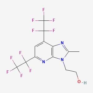 molecular formula C13H9F10N3O B12451915 2-(2-Methyl-5,7-bis(pentafluoroethyl)-3H-imidazo-[4,5-b]-pyridin-3-yl)ethanol 