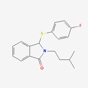 molecular formula C19H20FNOS B12451943 3-[(4-fluorophenyl)sulfanyl]-2-(3-methylbutyl)-2,3-dihydro-1H-isoindol-1-one CAS No. 5837-42-3