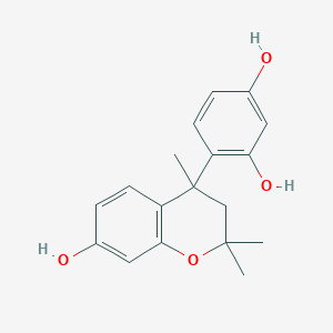 molecular formula C18H20O4 B1245234 4-(7-hydroxy-2,2,4-trimethyl-3H-chromen-4-yl)benzene-1,3-diol 