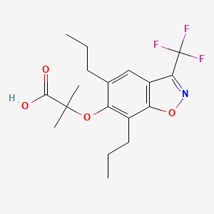 molecular formula C18H22F3NO4 B1245244 2-((5,7-Dipropyl-3-(trifluoromethyl)-1,2-benzisoxazol-6-yl)oxy)-2-methylpropanoic acid CAS No. 355387-25-6