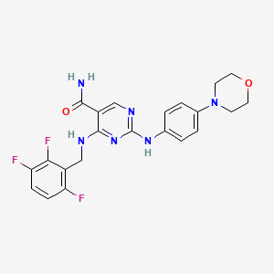 molecular formula C22H21F3N6O2 B1245259 YM-341619 