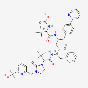 molecular formula C49H65N7O7 B1245274 methyl N-[1-[[4-hydroxy-5-[[2-[3-[[6-(2-hydroxypropan-2-yl)pyridin-2-yl]methyl]-2-oxoimidazolidin-1-yl]-3,3-dimethylbutanoyl]amino]-6-phenyl-1-(4-pyridin-2-ylphenyl)hexan-2-yl]amino]-3,3-dimethyl-1-oxobutan-2-yl]carbamate 