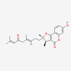 molecular formula C24H28O5 B1245275 (2R*,3R*)-2,3-dihydro-7-hydroxy-2,3-dimethyl-2-[4,8-dimethyl-3(E)-7-nonadien-6-onyl]furo[3,2-c]coumarin 