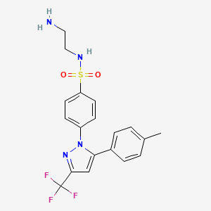 molecular formula C19H19F3N4O2S B1245276 N-(2-aminoethyl)-4-[5-(4-methylphenyl)-3-(trifluoromethyl)pyrazol-1-yl]benzenesulfonamide 