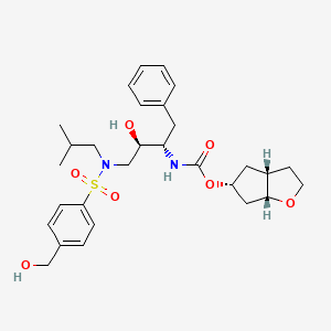 molecular formula C29H40N2O7S B1245300 N-s-butyl-N-[(2R,3S)-3-({[(3aS,5R,6aR)-hexahydro-2H-cyclopenta[b]furan-5-yloxy]carbonyl}amino)-2-hydroxy-4-phenylbutyl]-4-(hydroxymethyl)benzenesulfonamide 