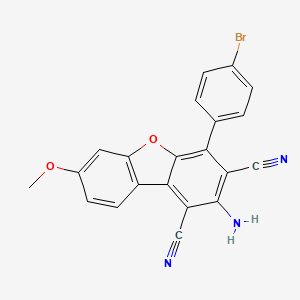 molecular formula C21H12BrN3O2 B12453006 2-Amino-4-(4-bromophenyl)-7-methoxydibenzo[b,d]furan-1,3-dicarbonitrile 