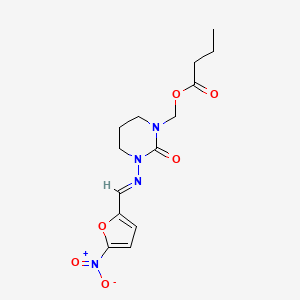 molecular formula C14H18N4O6 B1245305 (1-(5-Nitro-2-furanyl)methyleneamino)tetrahydropyrimidin-2-one methanol propionate CAS No. 92950-21-5