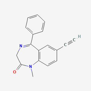 molecular formula C18H14N2O B1245307 7-Ethynyl-1,3-dihydro-1-methyl-5-phenyl-2H-1,4-benzodiazepin-2-one CAS No. 183239-39-6