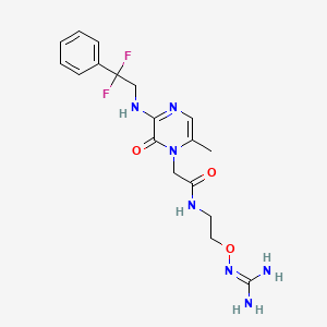 molecular formula C18H23F2N7O3 B1245309 N-[2-(Carbamimidamidooxy)ethyl]-2-{3-[(2,2-Difluoro-2-Phenylethyl)amino]-6-Methyl-2-Oxopyrazin-1(2h)-Yl}acetamide 