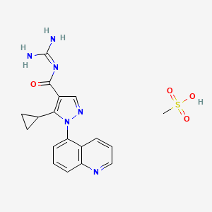 molecular formula C18H20N6O4S B1245314 Zoniporide mesylate CAS No. 249296-45-5