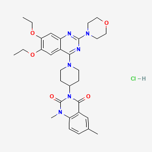 molecular formula C31H39ClN6O5 B1245316 3-[1-(6,7-Diethoxy-2-morpholino-4-quinazolinyl)-4-piperidinyl]-1,2,3,4-tetrahydro-1,6-dimethyl-2,4-dioxoquinazoline hydrochloride 