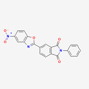 molecular formula C21H11N3O5 B12453160 5-(5-Nitro-1,3-benzoxazol-2-yl)-2-phenylisoindole-1,3-dione 