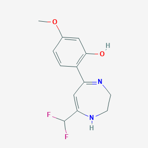 molecular formula C13H14F2N2O2 B12453165 2-[7-(Difluoromethyl)-2,3-dihydro-1H-1,4-diazepin-5-yl]-5-methoxy-phenol 