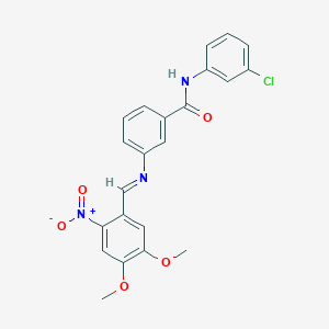 molecular formula C22H18ClN3O5 B12453187 N-(3-chlorophenyl)-3-{[(E)-(4,5-dimethoxy-2-nitrophenyl)methylidene]amino}benzamide 